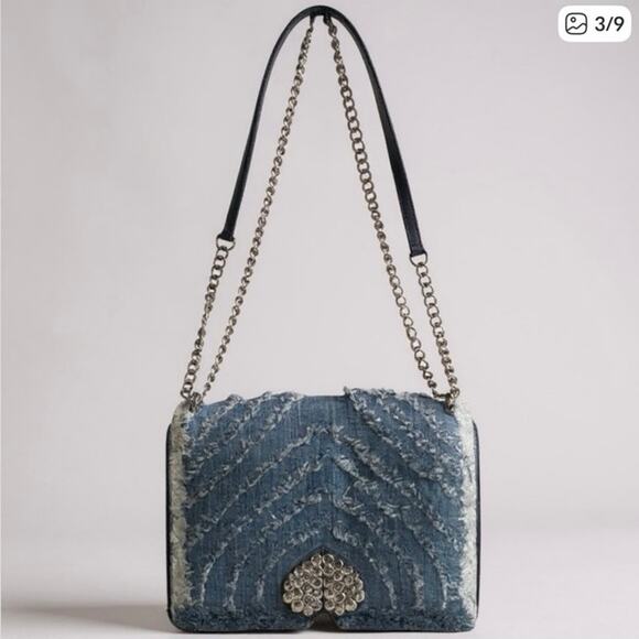 Kate Spade Denim Amelia Jeweled Shoulder Bag w/ Crystal Spade - Picture 3 of 16